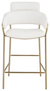 Yara Beige Velvet Upholstered Counter Stool, Cream
