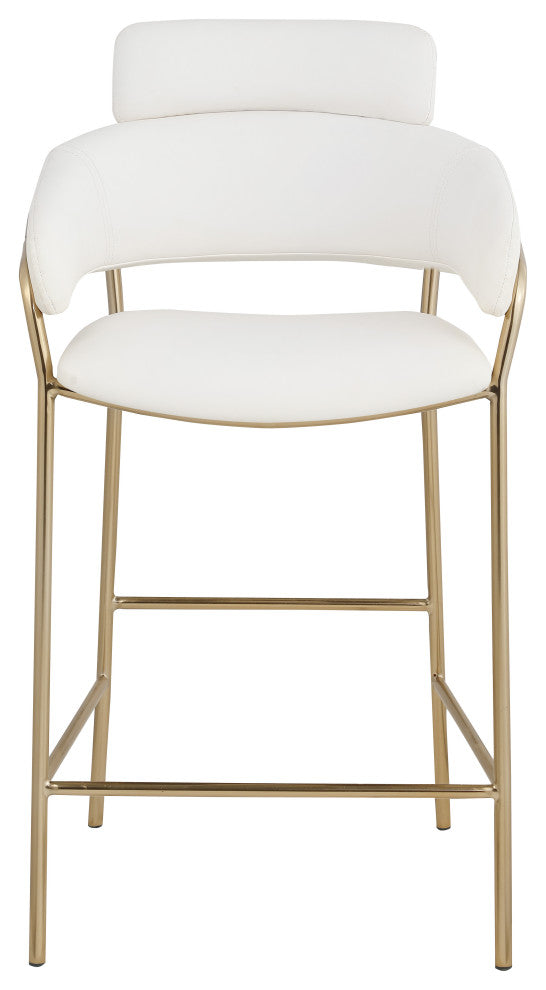 Yara Beige Velvet Upholstered Counter Stool, Cream
