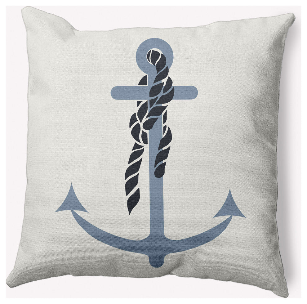 18x18" Anchor and Rope Nautical Decorative Indoor Pillow, Dusty Smoke