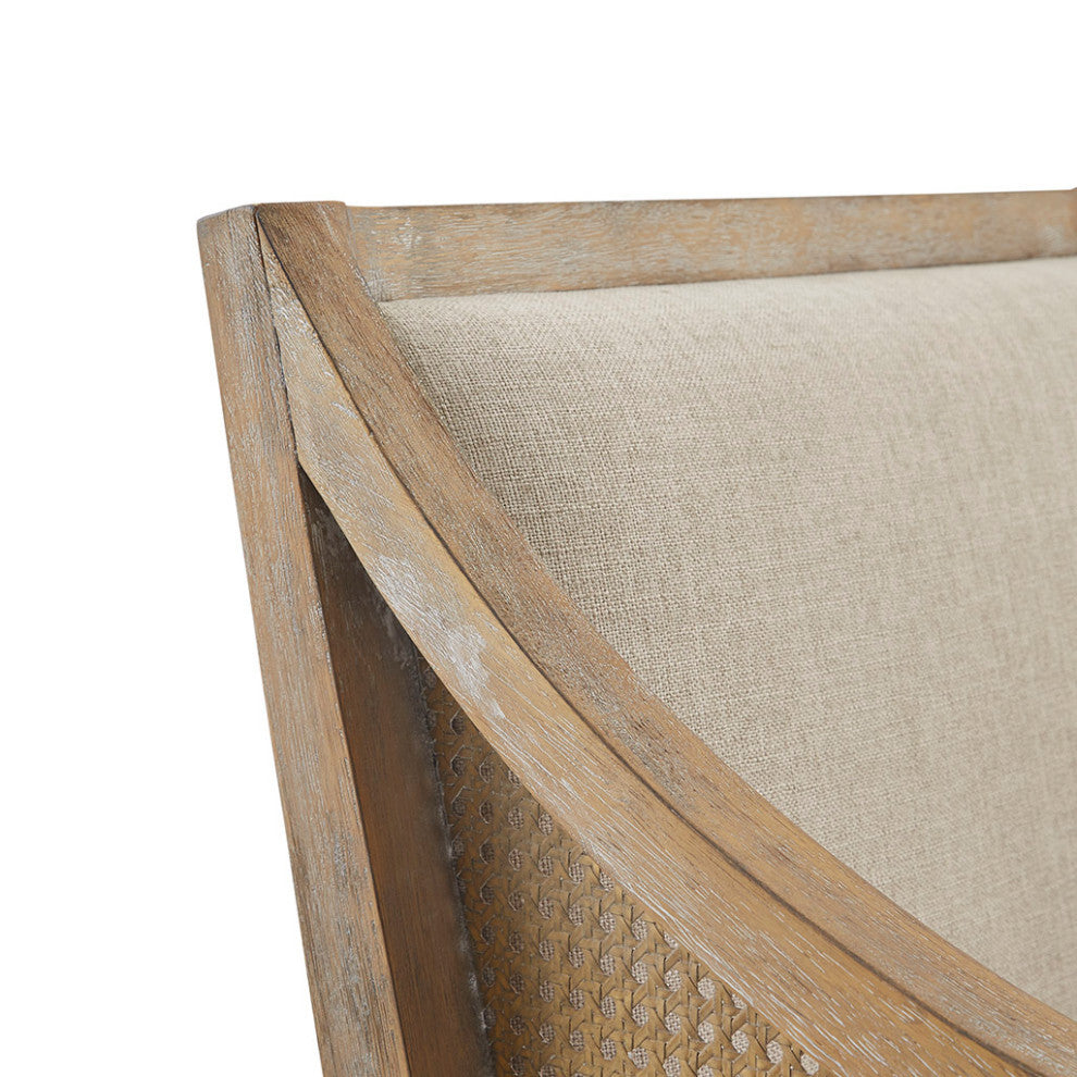 Martha Stewart Isla Reclaimed Natural Cane Inset Armchair, Natural Solid