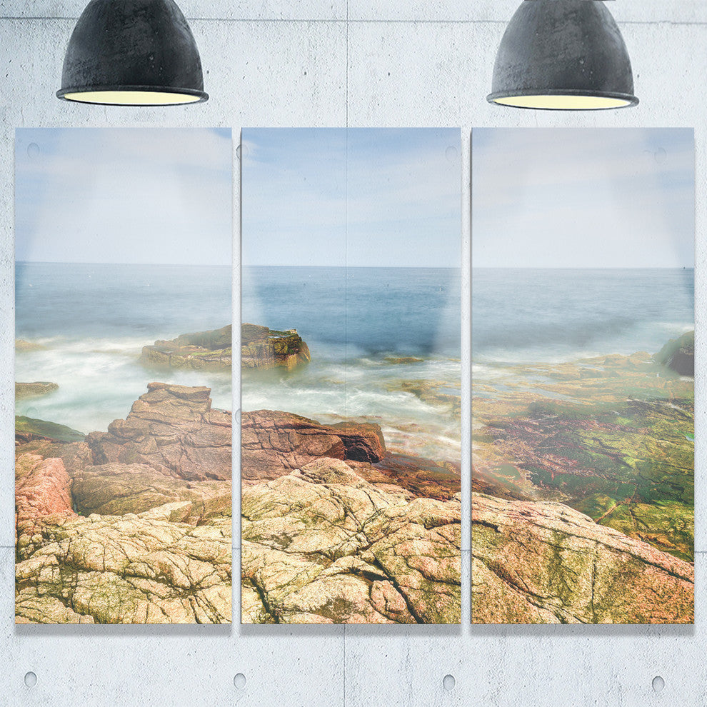 "Thunder Hole Acadia National Park" Metal Wall Art, 3 Panels, 36"x28"