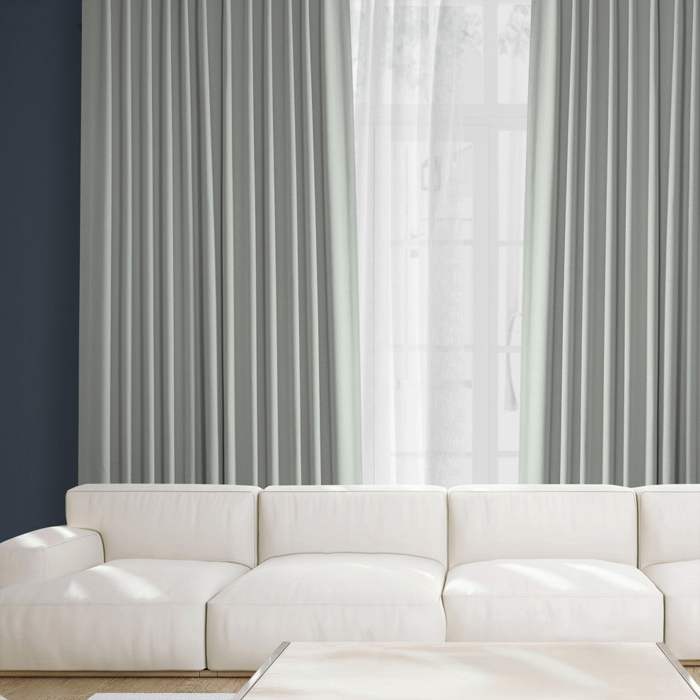 Faux Linen Extra Wide Room Darkening Curtain Single Panel, Oyster, 100"x108"