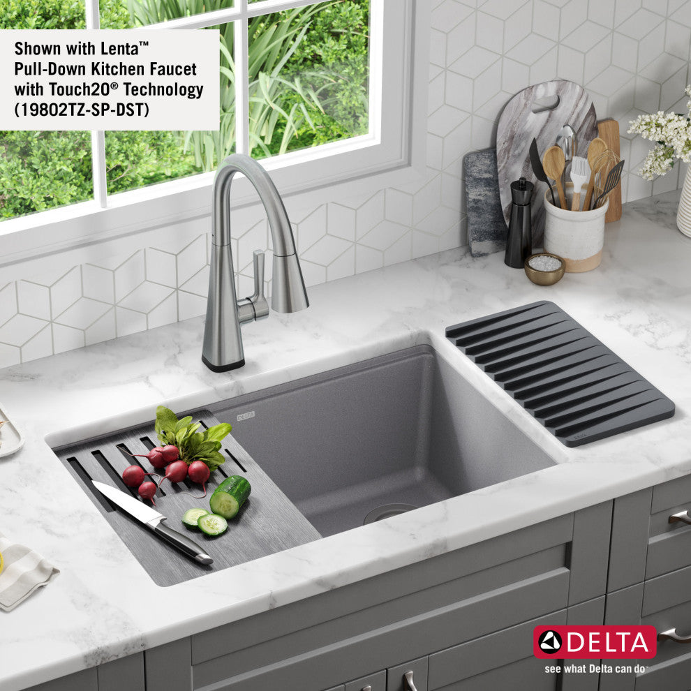 Delta 75B933-30S Everest 30"? Workstation Kitchen Sink Undermount - White