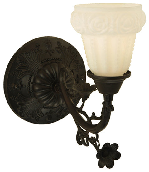 7 Wide White Puffy Rose Wall Sconce