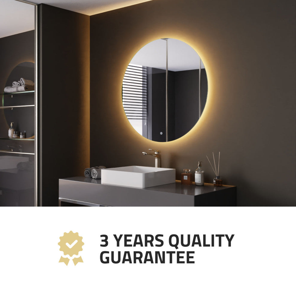 ANZZI 32" Diam. LED Back Lighting Bathroom Mirror With Defogger