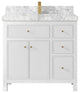 Sonoma 36 Center Sink Reeded Bath Vanity in White 2" Carrara Marble