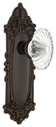 Victorian Plate Privacy Oval Fluted Crystal Glass Door Knob, Timeless Bronze