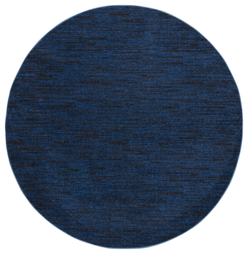 Nourison Essentials 6' x Round Midnight Blue Outdoor Area Rug