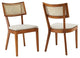 Caledonia Fabric Upholstered Wood Dining Chair Set of 2 in Walnut Beige