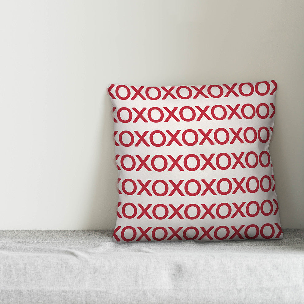 Red and White XO 18x18 Throw Pillow
