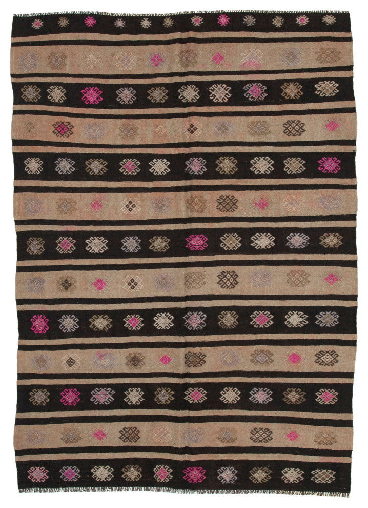 Rug N Carpet - Handmade Anatolian 6' 0'' x 8' 6'' Vintage Goat Hair Kilim Rug