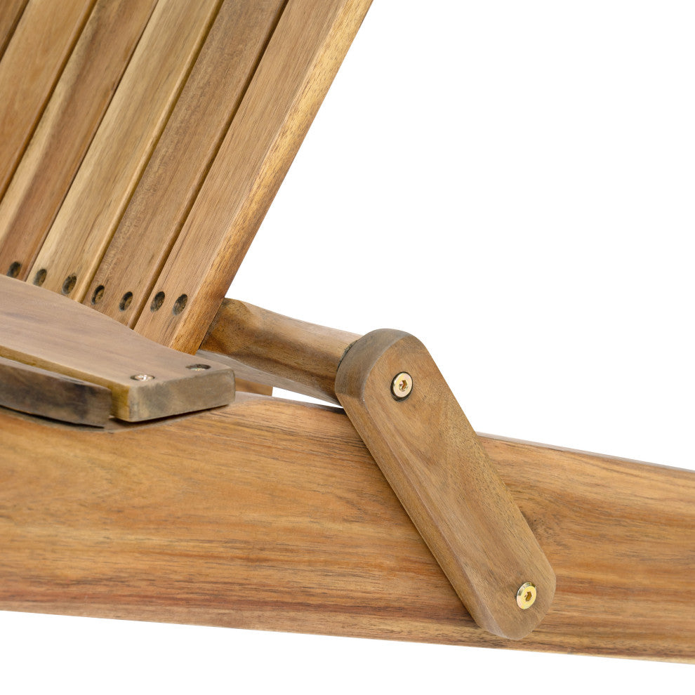 GDF Studio Outdoor Acacia Wood Folding Adirondack Chairs W/ Cushions, Set of 2, Khaki