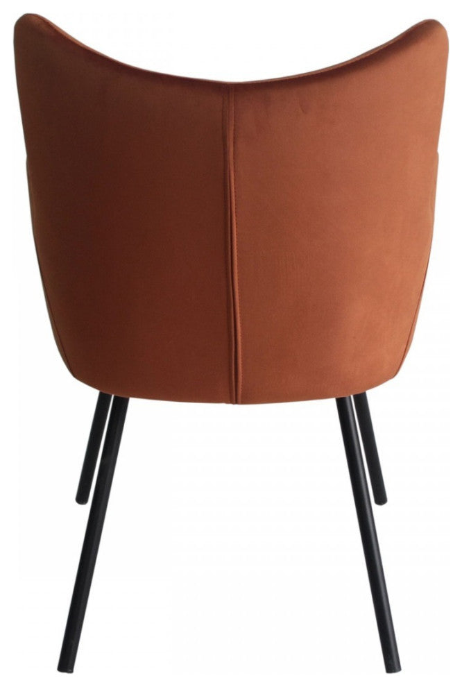 Rust Orange Curvy Velvet and Black Modern Dining Chair