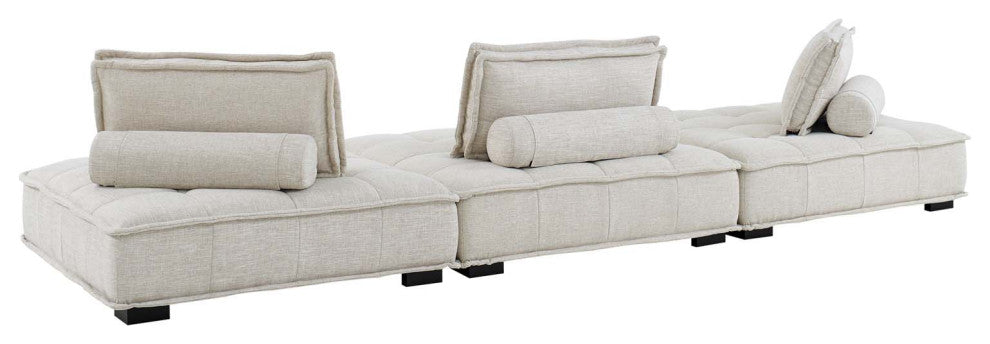 Modular Deep Tufted Sofa Set, Beige, Fabric, Modern, Lounge Hotel Hospitality