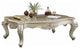 HomeRoots 35" X 57" X 20" Marble Champagne Wood Coffee Table