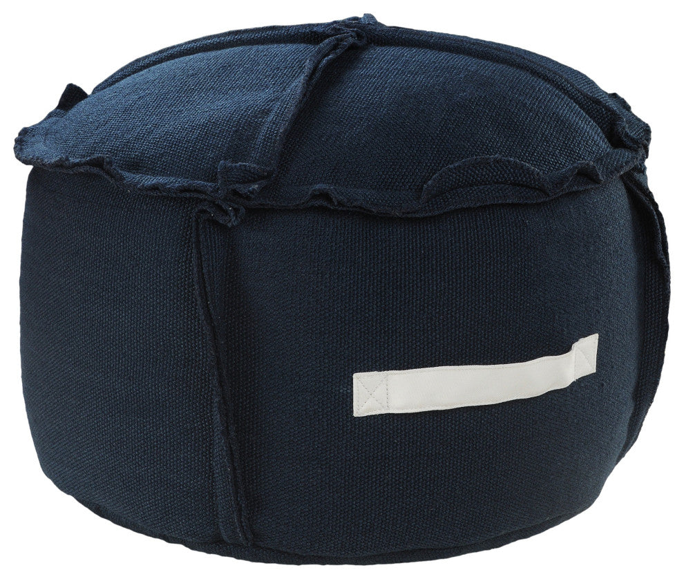 Solid Textured Indoor Outdoor Pouf with Handles