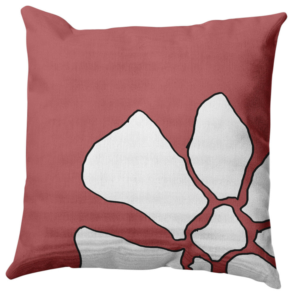Petal Lines Decorative Throw Pillow, Coral, 26x26"