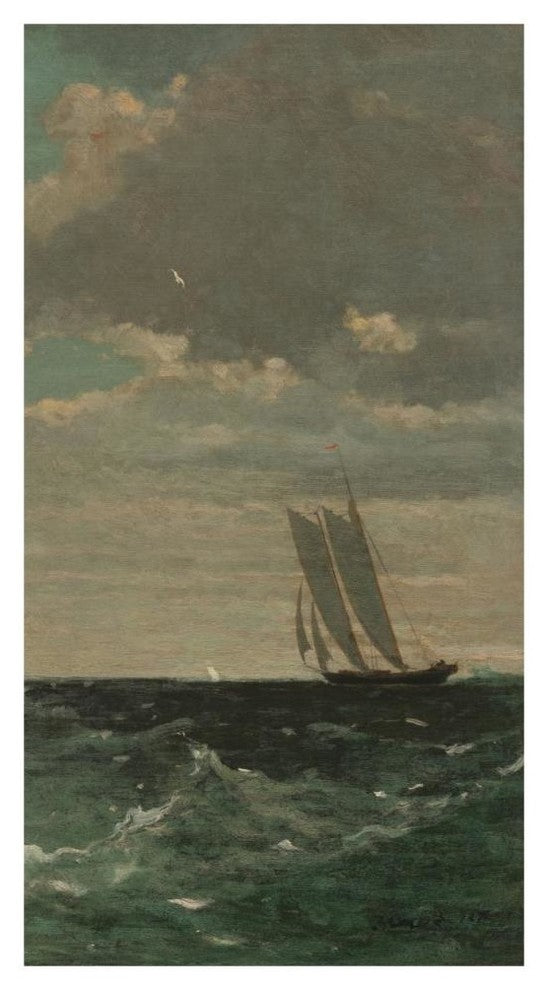 "Breezing Up (right)" Digital Paper Print by Winslow Homer, 26"x46"