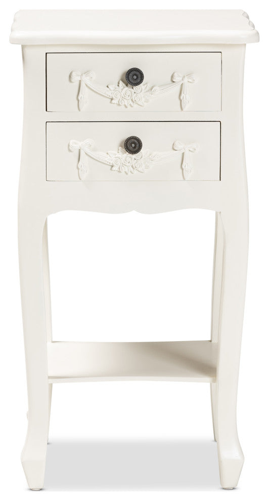 Eliya Classic and Traditional White Finished Wood 2-Drawer Nightstand