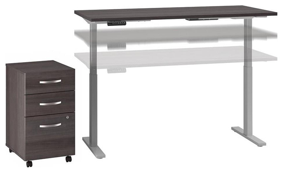 Move 60 Series 60W x 30D Height Adjustable Desk with Storage in Gray