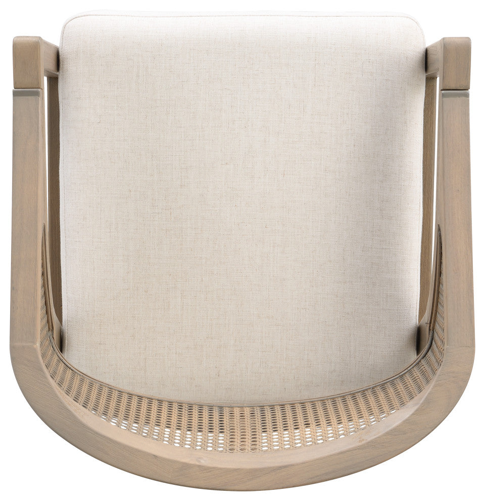 GDF Studio Wooden Frame Dining Chair With Cane Back, Light Ash + Beige, Set of 2