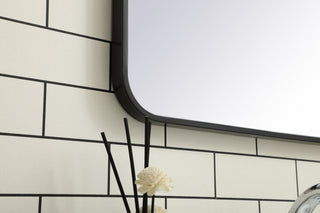 Ellis Soft Corner Metal Rectangular Mirror, Black, 20"x36"