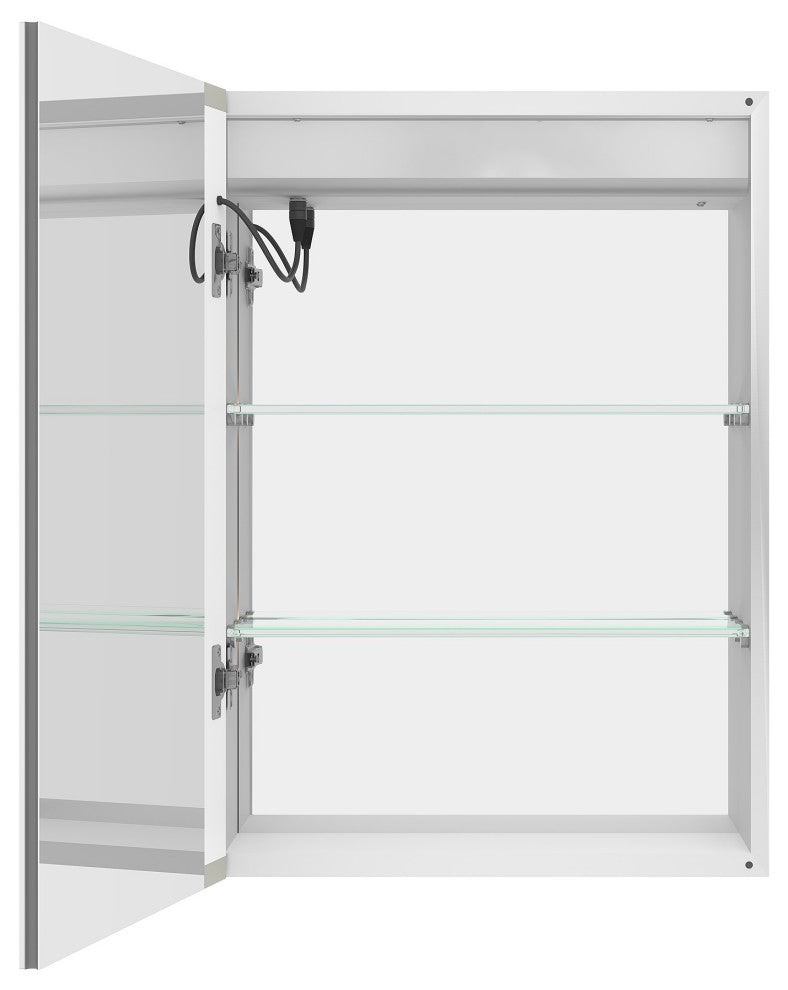 20" Surface Mount Aluminum Medicine Cabinet with Mirror and LED Lights
