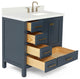 ARIEL Cambridge 37" Right Offset Rectangle Sink Midnight Blue Vanity Quartz Top