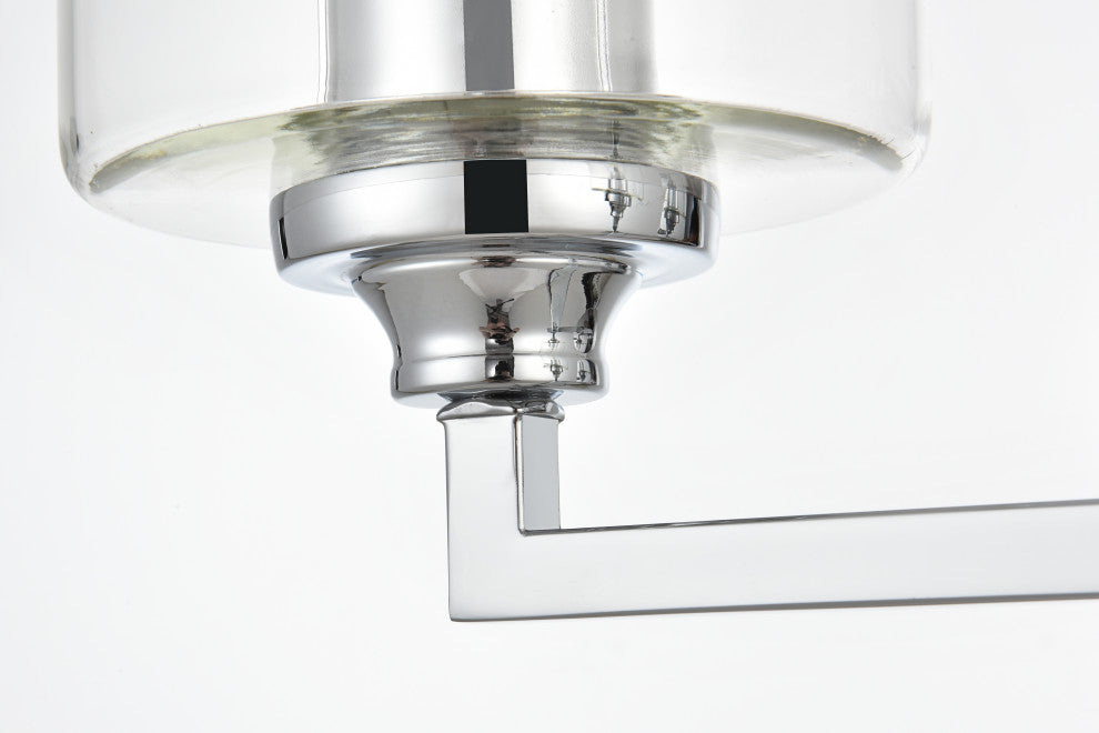 3 Light Chrome And Clear Bath Sconce
