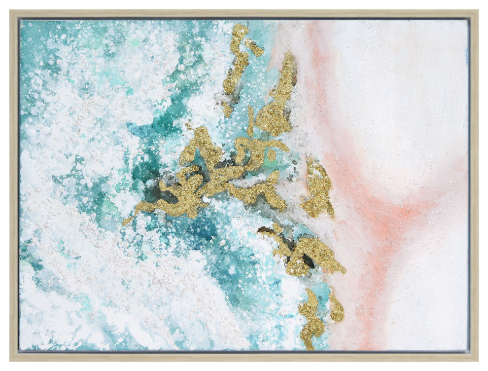 Sunday Ocean Textured Metallic Hand Painted Framed Wall Art by Martin Edwards