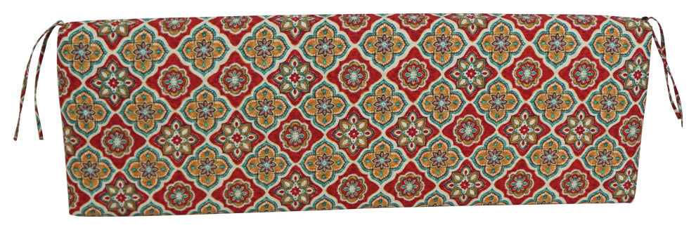 63"X19" Patterned Outdoor Spun Polyester Bench Cushion, Adonis Jewel