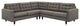 Empress 3-Piece Upholstered Fabric Sectional Sofa Set, Granite