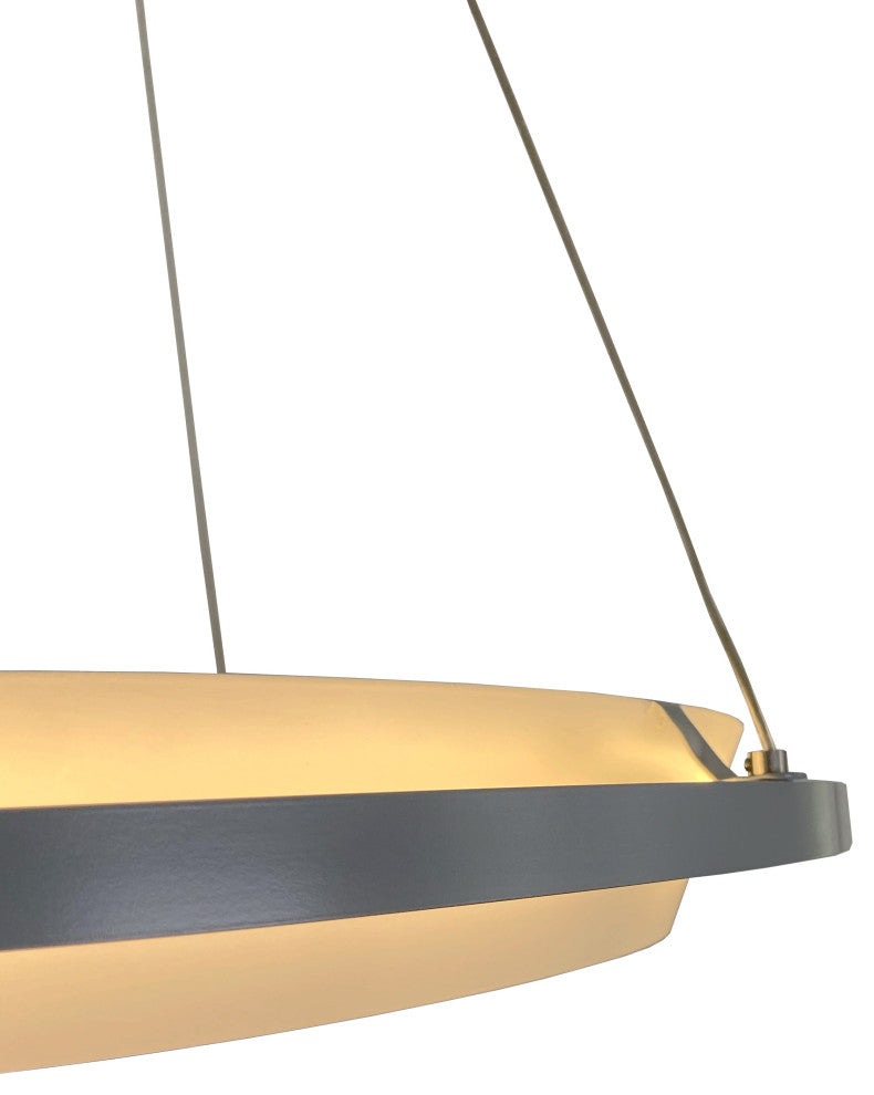 Litza 41-Watt Integrated LED Ringed Silver Circular Pendant