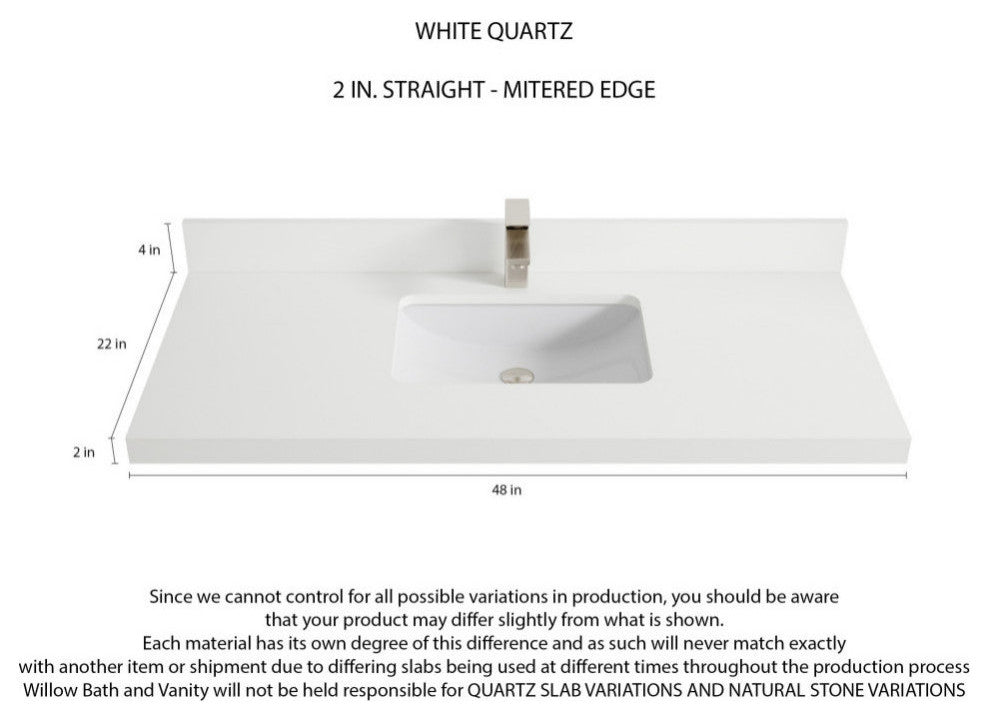 Elizabeth 48 Single Sink Bath Vanity in Dark Walnut Teak 2" White Quartz