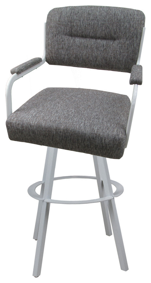 Swivel Metal Bar Stool on Warren Base, Mojave Gray/White, 26"