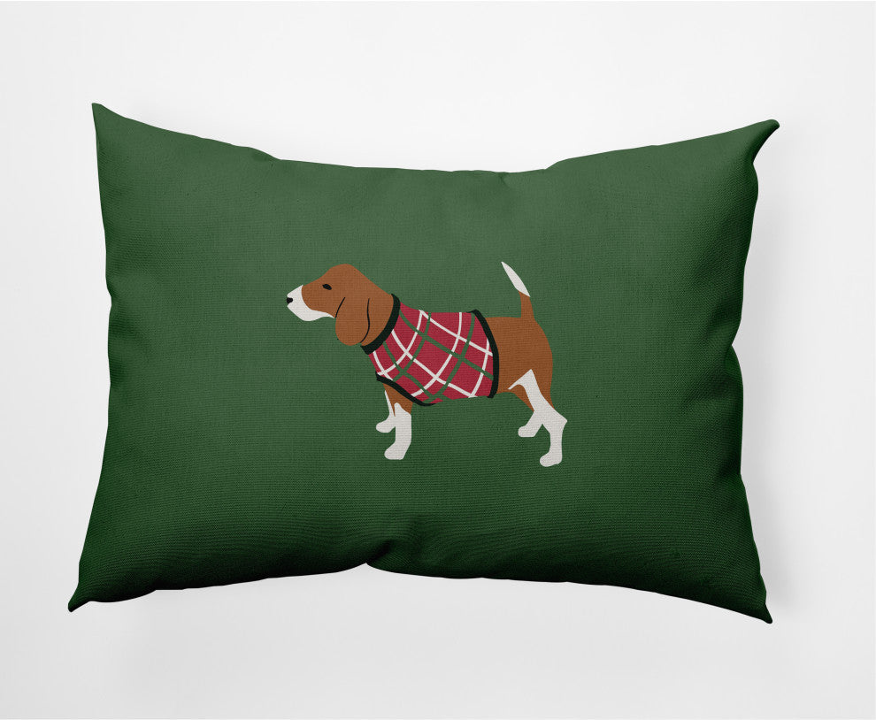 Warmest Wishes Doggie Decorative Throw Pillow, Green, 14"x20"