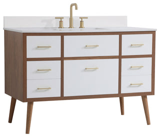 Bella 48" Bathroom Vanity, White With Backsplash