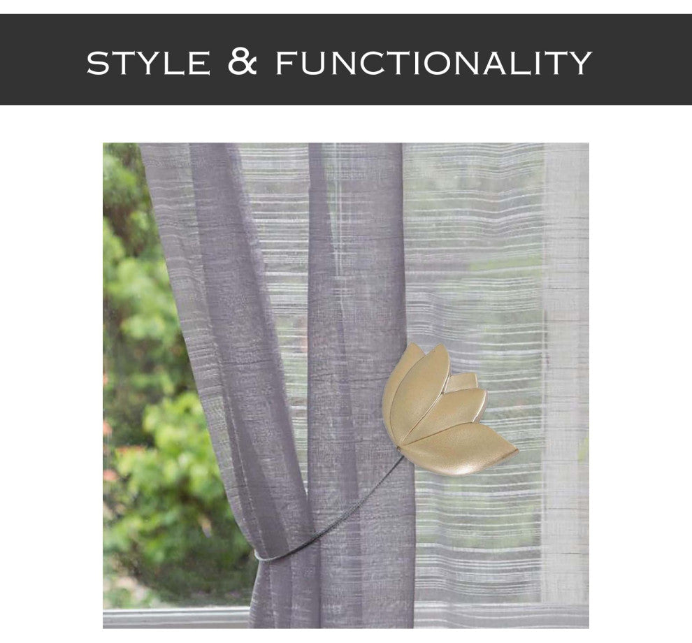 Magnetic Tulip Curtain Tieback "“ Elegant Resin Design with Strong Magnet, Gold, Pack of 1