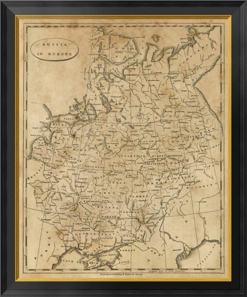 "Russia in Europe, 1812" Framed Canvas Giclee by Aaron Arrowsmith, 28x34"