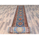 Denim Blue Soft Wool Hand Knotted Afghan Super Kazak XL Runner Rug, 2'7"x34'0"