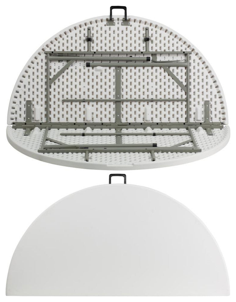 60" Round Bi-Fold Granite White Plastic Folding Table
