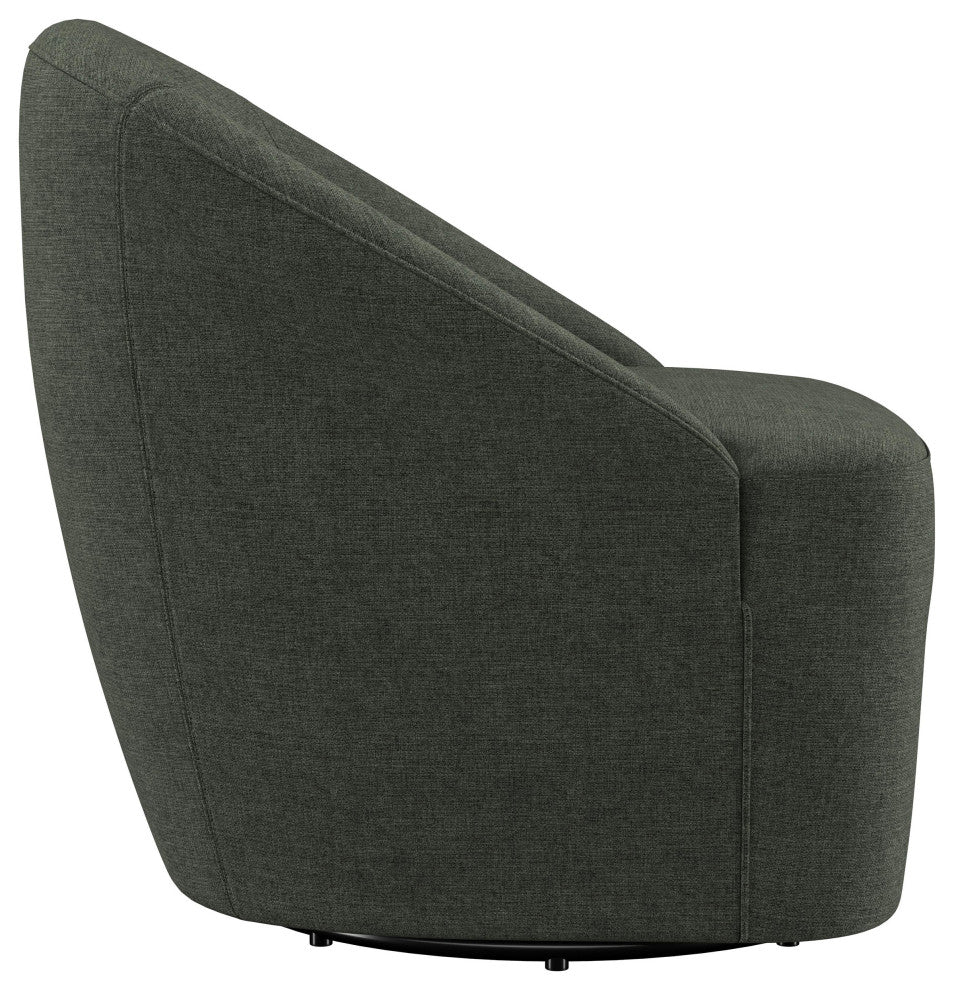 Leon Upholstered Barrel Accent Swivel Chair Hunter Green
