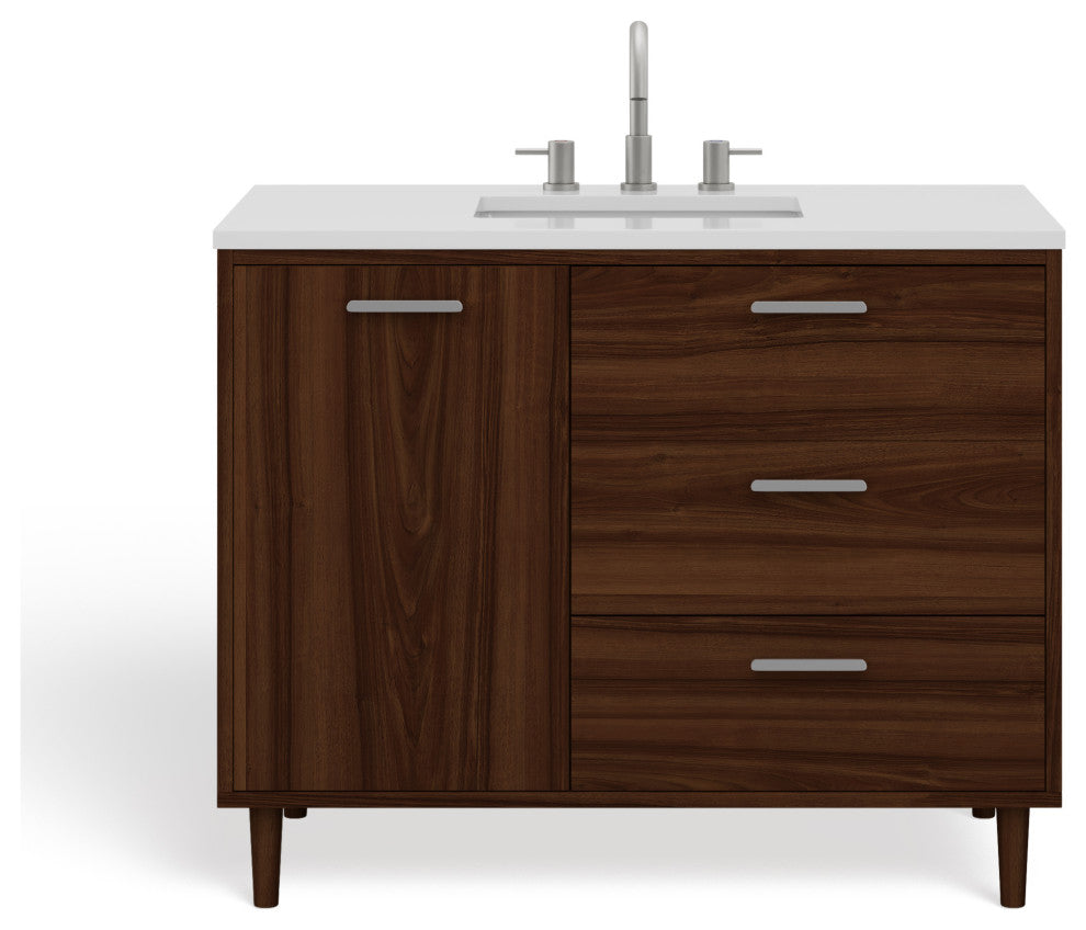 The Darby Bathroom Vanity, Walnut, 42", Single Sink, Freestanding