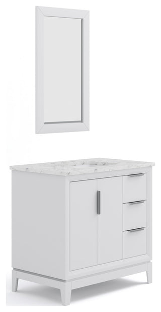 Elizabeth 36" Single Sink Carrara White Marble Vanity, Pure White