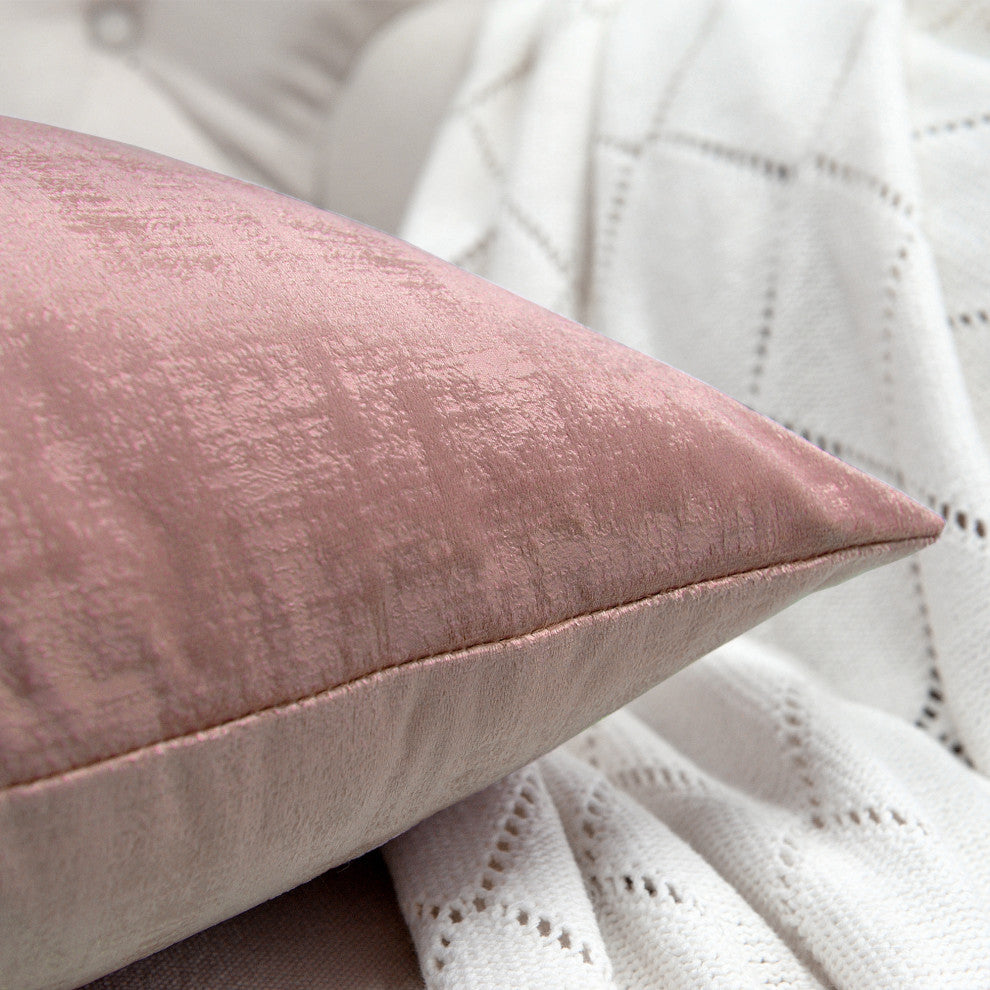 Serenta Textured Velvet Pillow Shell, Set of 4, Withered Rose
