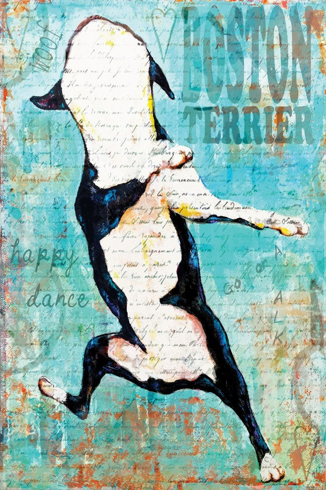 "Boston Terrier" Painting Print on Wrapped Canvas