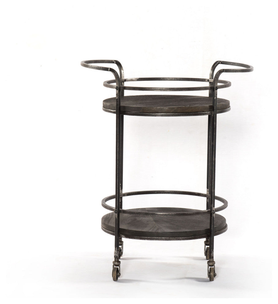 Full front view of bar cart on white background.