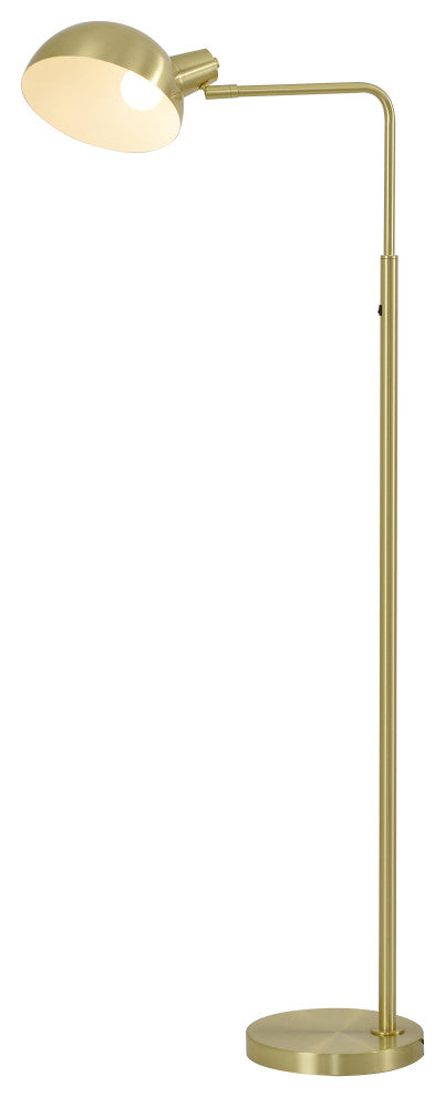 1-Light Satin Brass Metal Floor Lamp With A Metal Shade