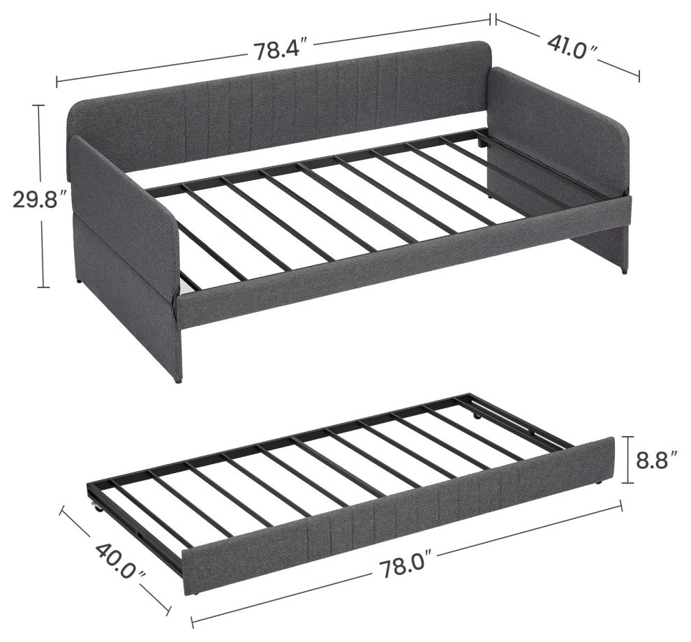 Gewnee sofa bed metal framed with trundle twin size