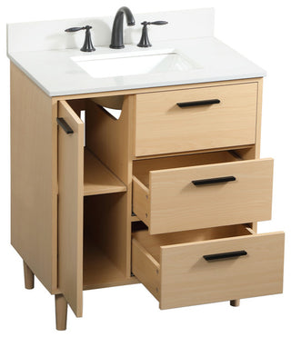 Home Living Modern Natural Oak-Light Bathroom Vanity, Maple, 30"